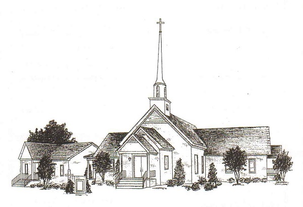 Ink drawing of Pleasant Hill Christian Church